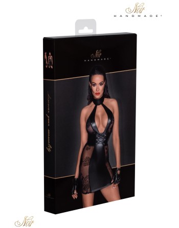 Robe wetlook micro résille floquée fleures décolleté F238-XL